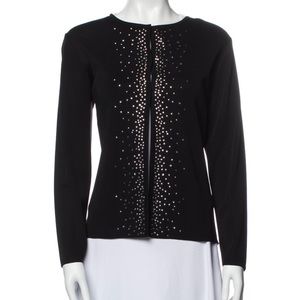 MISOOK Black Cardigan With Rhinestones Gems Open Front Long Sleeve XS Women’s